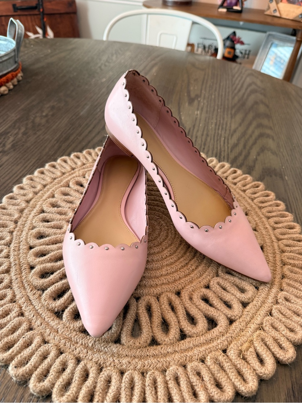 Women’s Coach Pink Studded Jill Flats Sz 7.5 B